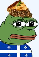 amphibian bald canada canadian closed_mouth clothes country flag flag:quebec food frog green_skin irl lips looking_at_you nas nas:pepe pepe_the_frog pie providence quebec quebecois series:pepe_hat tourtiere transparent_background tshirt // 1008x1479 // 509.8KB