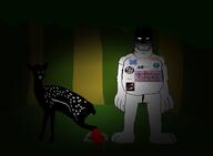 animal arm black_skin blood deer discord doe drawn_background full_body furry glasses glowing_eyes green_eyes grin hand implied_rape inverted leg shadowed smile soyjak stubble sweating thougher trap tree variant:markiplier_soyjak variant:soyak // 1432x1050 // 322.9KB