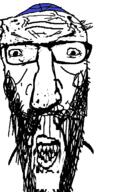 anger_mark angry beard clenched_teeth clothes glasses hat judaism kippah large_nose lips looking_at_you max_(user) small_eyes soyjak stretched_mouth variant:maxjak vein // 395x601 // 43.9KB