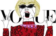 clothes excited female glasses hair hand hands_up old open_mouth soyjak variant:unknown vogue wrinkles yellow_hair // 908x576 // 482.2KB