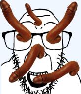 glasses half_open_mouth meta:pornographic_content penis soyjak stubble subvariant:dykeson transparent_background variant:dylanjak wood // 550x640 // 253.3KB