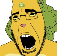animal buff cat closed_mouth fangs furry glasses grin katia_managan khajiit open_mouth orc prequel_(webcomic) sex soyjak spade stubble the_elder_scrolls variant:cobson webcomic // 722x720 // 22.4KB