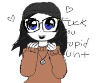 clothes female glasses hair oekaki open_mouth soyjak text variant:soytan // 898x766 // 38.3KB