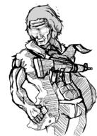 arm art buff doctor glasses glowing_eyes glowing_glasses gun hair hand m16 meds oekaki soyjak subvariant:dr_soystein variant:markiplier_soyjak weapon // 1000x1403 // 549.1KB