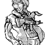 arm art buff doctor glasses glowing_eyes glowing_glasses gun hair hand m16 meds oekaki soyjak subvariant:dr_soystein variant:markiplier_soyjak weapon // 1000x1403 // 549.1KB