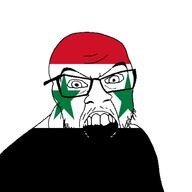 angry country flag glasses jacksepticeye looking_at_you mustache open_mouth soyjak stubble syrian_arab_republic teeth variant:feraljak youtube // 1500x1500 // 23.2KB