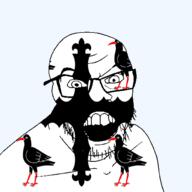 angry bird british flag flag:flintshire flintshire glasses hair looking_at_you mustache open_mouth soyjak stubble teeth united_kingdom variant:feraljak wales // 1500x1500 // 161.4KB