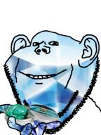 ear gem gem_skin gemerald hand holding_object perro_hold smile soyjak stubble variant:impish_soyak_ears // 574x768 // 363.3KB