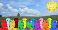colorful glasses irl irl_background multiple_soyjaks smile soyjak stubble subvariant:wholesome_soyjak sun variant:gapejak // 2103x1078 // 1.8MB
