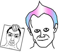 angry colorful_hair glasses hair soyjak subvariant:chuddy tranny variant:chudjak variant:unknown // 420x364 // 63.8KB