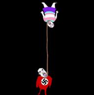 2soyjaks animated crying dead dress duality flag full_body hair open_mouth rope spinning subvariant:chudjak_front suicide swastika tongue tranny variant:bernd variant:chudjak // 593x597 // 1.5MB