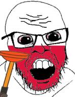 angry bloodshot_eyes country crazed flag glasses mustache open_mouth plunger poland soyjak stubble variant:feraljak // 811x1049 // 207.0KB