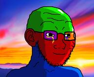 colorful crying ear glasses happy smile soyjak stubble subvariant:sunset_soyak_ears sunset variant:soyak // 1001x823 // 608.5KB