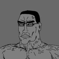 black_eyes buff chin ear glasses grayscale hair subvariant:perceptive_chud variant:chudjak // 799x799 // 14.3KB