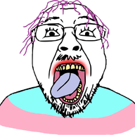 animated clothes flag glasses inverted open_mouth pixiz purple_hair soyjak stubble tongue tranny trаnnу variant:bernd yellow_teeth // 600x600 // 208.6KB