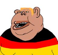 black_sclera blond dean ear fat flag:germany germany gynaecomastia lips merge mutt open_mouth soyjak subvariant:impish_amerimutt subvariant:meximerican template variant:impish_soyak_ears variant:meximutt // 888x849 // 9.9KB
