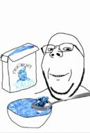 cereal eating eating_gem gape gem gem_alert gem_skin gemerald glasses mouth mouth_open reaction soy soybooru soyjak soyjak_party subvariant:wholesome_soyjak variant:gapejak wholesome // 460x682 // 116.4KB
