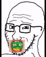candy eating food frog glasses smug soyjak stubble variant:soyak white_background // 600x746 // 2.5MB