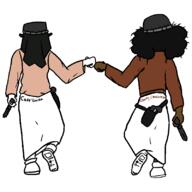 back clothes firearm fistbump full_body glasses gun hair holding_gun holding_object holding_pistol pistol subvariant:soyniqua variant:soytan white_background // 800x800 // 23.3KB