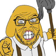 animated arm clenched_teeth closed_mouth clothes dog ear glasses hand janny mop overalls pointing pointing_at_viewer soyjak stubble variant:feraljak // 1545x1364 // 6.5MB