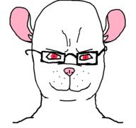 angry animal closed_mouth ear glasses mouse red_eyes smile soyjak subvariant:chudjak_front variant:chudjak // 595x561 // 12.0KB