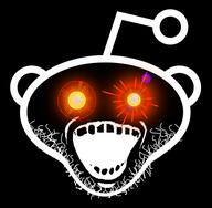 black_background laser_eyes lens_flare looking_at_you open_mouth stubble teeth thougher variant:snoojak // 594x582 // 99.9KB