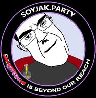 badge ear glasses mustache smile soot_colors soyjak soyjak_party subvariant:patrick text variant:chudjak // 840x859 // 220.8KB