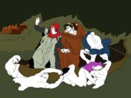 angry arm art boat city classical_art_parody closed_mouth clothes fire glasses hair meta:tagme multiple_soyjaks open_mouth purple_hair rope soyjak stubble tranny variant:bernd variant:chudjak variant:cobson variant:unknown water // 3626x2713 // 230.5KB