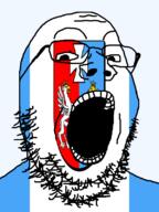 animal arm country crown flag flag:subcarpathian glasses griffin hand leg lion looking_at_you open_mouth poland shield soyjak stubble subcarpathian teeth text tongue transparent transparent_background variant:gapejak voivodeship wing // 600x800 // 58.5KB