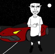 car clothes full_body glasses hair lamborghini moon night parking_lot shoe shorts stars subvariant:chudjak_front subvariant:unbotheredchud variant:chudjak // 354x353 // 29.1KB