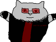 3dgifmaker animal cat cat_ear clothes fingerless_glove glasses glove grey_skin happy meta:namefags name quickslaughter_(namefag) red_glasses sharp_teeth smile spinning stubble teeth text transparent_background variant:catjak // 250x250 // 93.4KB