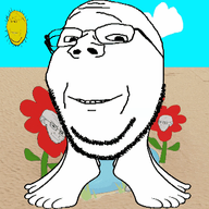 animated drawn_background flower foot glasses plant shrinking smile soyjak stubble subvariant:wholesome_soyjak variant:gapejak // 372x372 // 1.2MB