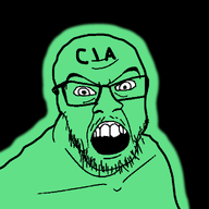 central_intelligence_agency glasses glowing green mustache open_mouth soulless soyjak stubble trend:glowie variant:feraljak // 994x989 // 103.7KB