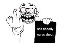 angry bald beard bloodshot_eyes book clothes ear fuck glasses hand open_mouth shitnobodycaresabout smile snca soyjak stubble teeth variant:fuckjak white_background white_skin // 540x405 // 23.7KB