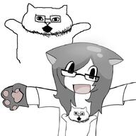 animal anime beard brimstone cat coal dust furry glasses meta:not_oc qa_(soyjak_party) shirts tranny_artstyle variant:catjak // 736x736 // 46.9KB
