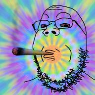 bloodshot_eyes glasses smoking soyjak stoned stubble variant:gapejak weed // 800x800 // 839.1KB