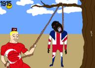 black_skin body britain british buff closed_mouth clothes cloud flag:turkiye flag:united_kingdom full_body gallipoli glasses neovagina noose open_mouth smile stubble subvariant:wholesome_soyjak tongue tree turkiye united_kingdom variant:bernd variant:chudjak variant:gapejak white_skin yellow_hair // 2100x1500 // 285.8KB