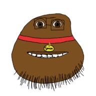 black_skin brown_eyes charlie_the_steak closed_mouth collar glasses smile soyjak stubble tyrone variant:meatjak // 768x762 // 39.8KB