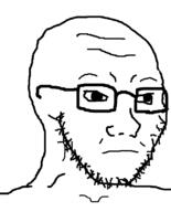 closed_mouth disappointed frown glasses sad soyjak stubble variant:soyak // 644x800 // 14.1KB