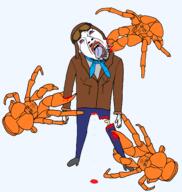 4soyjaks ack amelia_earhart animal arm blood claw clothes coconut_crab crab eyelashes full_body glasses goggles hat holding_object leg mustache open_mouth series:animaljaks stubble subvariant:chudjak_front tranny variant:bernd variant:chudjak // 2754x2908 // 666.6KB