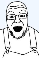 glasses open_mouth overalls soyjak stubble template transparent_background variant:shroomboy wrinkles // 282x415 // 8.8KB