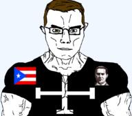 brown_eyes brown_hair flag:nationalist_party_of_puerto_rico flag:puerto_rico glasses jose_coll_y_cuchi nationalism puerto_rico soyjak subvariant:chudjak_front subvariant:muscular_chud variant:chudjak // 1059x929 // 90.3KB
