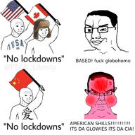 anger_mark angry bloodshot_eyes blush canada central_intelligence_agency china chud closed_mouth clothes coronavirus_pandemic country crying ear flag flag:canada flag:china flag:united_states glasses glowie hair hat holding_flag holding_object pink_skin soyjak subvariant:chudjak_front text united_states ushanka variant:chudjak vein wojak // 720x717 // 188.7KB