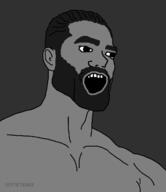 beard black_and_white ernest_khalimov gigachad grayscale monochrome muscular_male open_mouth sleek_n_tears thick_eyebrows variant:soyak // 1080x1246 // 35.1KB