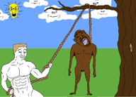 aryan black_skin blond blue_eyes dead hanging nigger open_mouth red_eyes rope shitskin subvariant:hanging_toonjak template tree variant:bernd variant:chudjak variant:el_perro_rabioso variant:impish_soyak_ears // 1277x915 // 396.0KB
