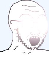 glasses glowing open_mouth soyjak stubble variant:soyak // 644x740 // 77.0KB