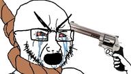 bloodshot_eyes crying crying_wojak glasses gun red_eyes rope selfish_little_fuck stubble variant:soyak // 1070x601 // 378.8KB
