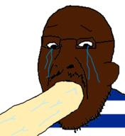 black_skin blowjob bwc crying cuba flag flag:cuba glasses meta:pornographic_content mustache nsfw open_mouth penis soyjak star stubble variant:jimmyjak white_skin // 486x530 // 55.8KB
