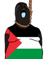 big_lips big_nose blue_tongue crying fat flag:palestine hanging nigger red_sclera rope shitskin total_arab_death variant:hydejak yellow_teeth // 961x1227 // 114.3KB