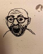 beard cross_eyed drawfag ear glasses meta:not_oc open_mouth real soyjak stubble variant:cirrus wall // 469x595 // 343.0KB